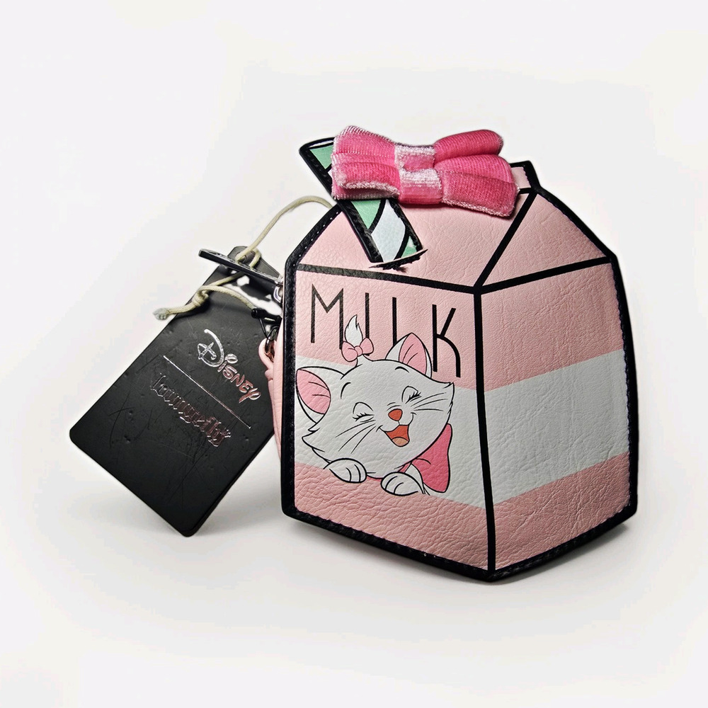 Hard Tag Loungefly Disney Marie Milk Carton Mini Zip Wallet/Pouch Pink White